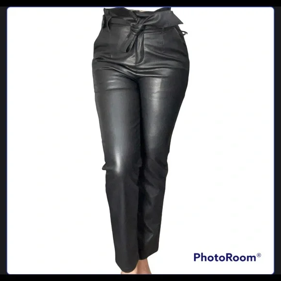 Black Leather pants with belt - Picture 2 of 2